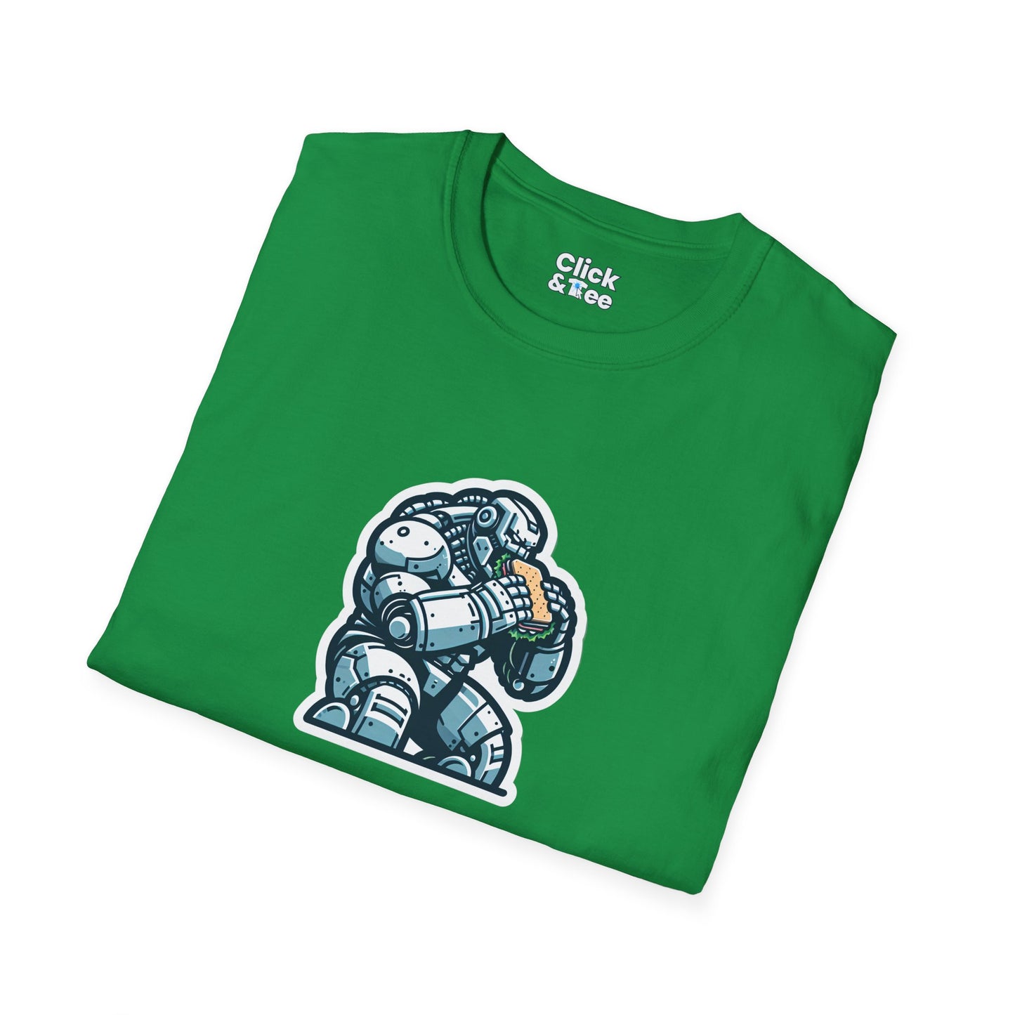 Digital Art T-Shirt - Hulking Robot Eating a sandwich - Digital Art Style T-Shirt
