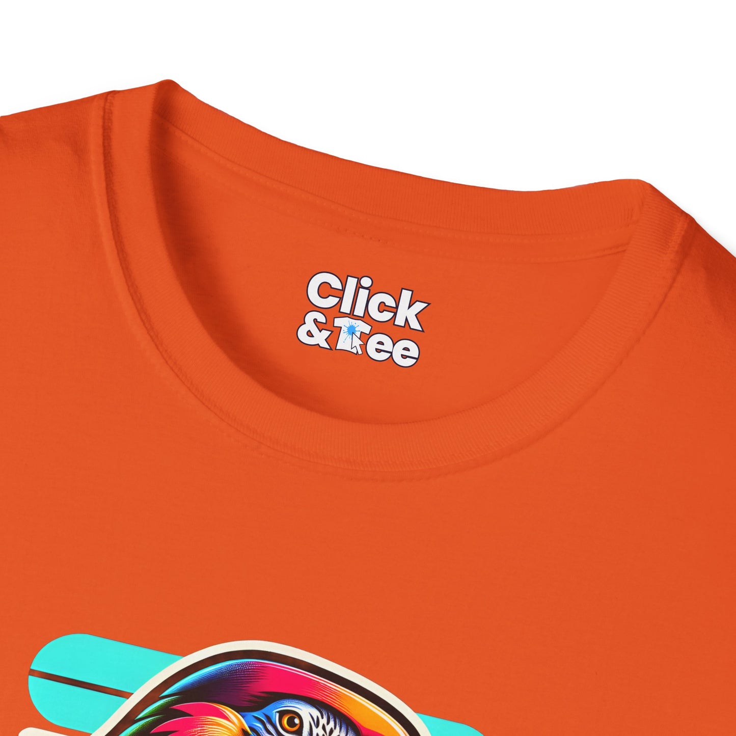 80s Neon T-Shirt - Tropical Parrot Eating rainbow ice cream - 80s Neon Style T-Shirt