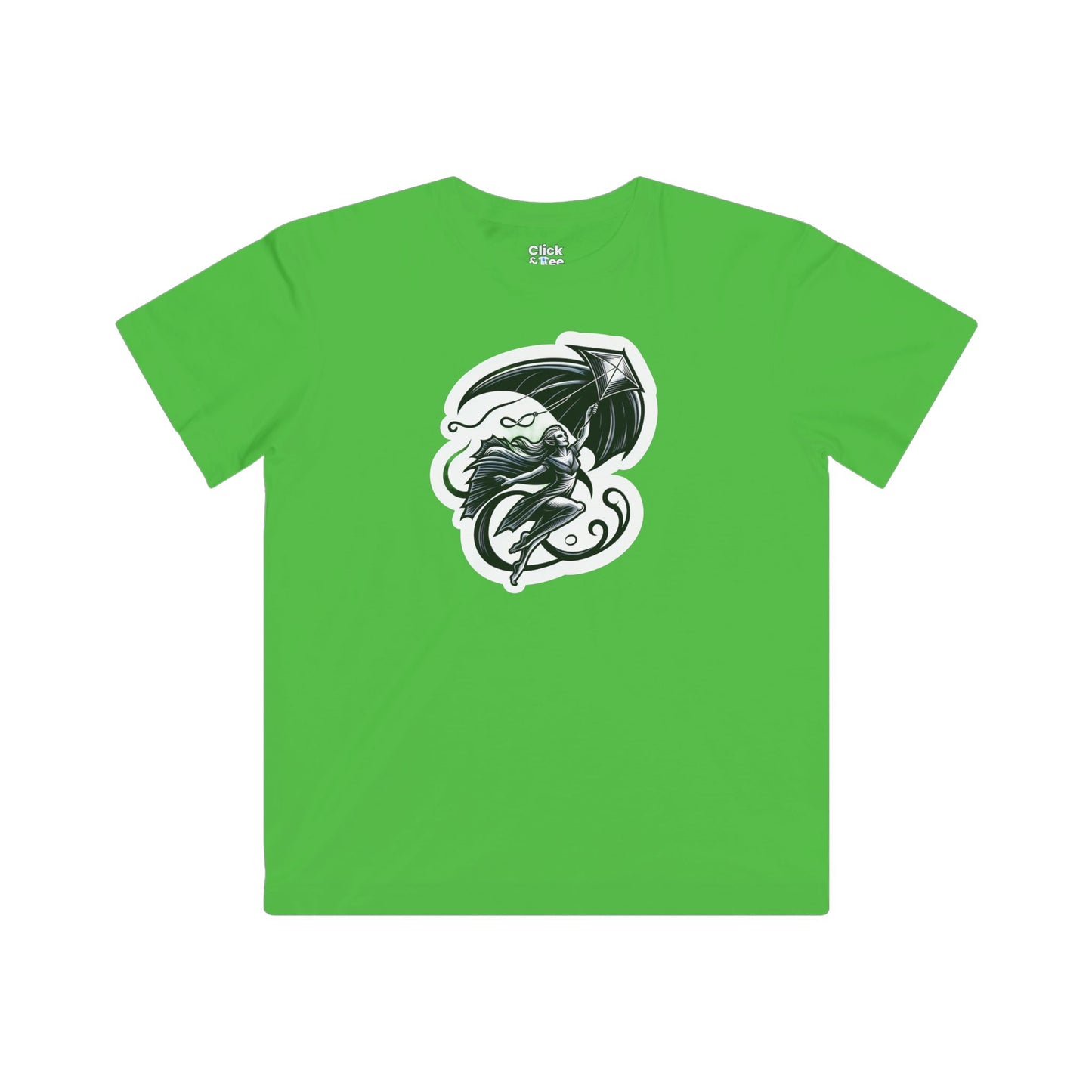 Kids Modern T-Shirt - Graceful Vampire Flying a Kite - Modern Style T-Shirt