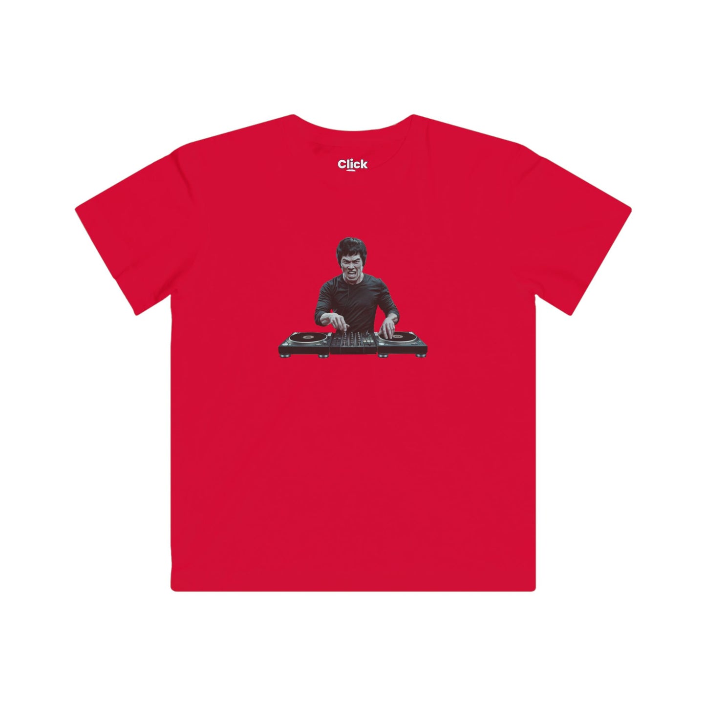 Kids Realistic T-Shirt - Angry Bruce Lee DJing - Realistic Style T-Shirt
