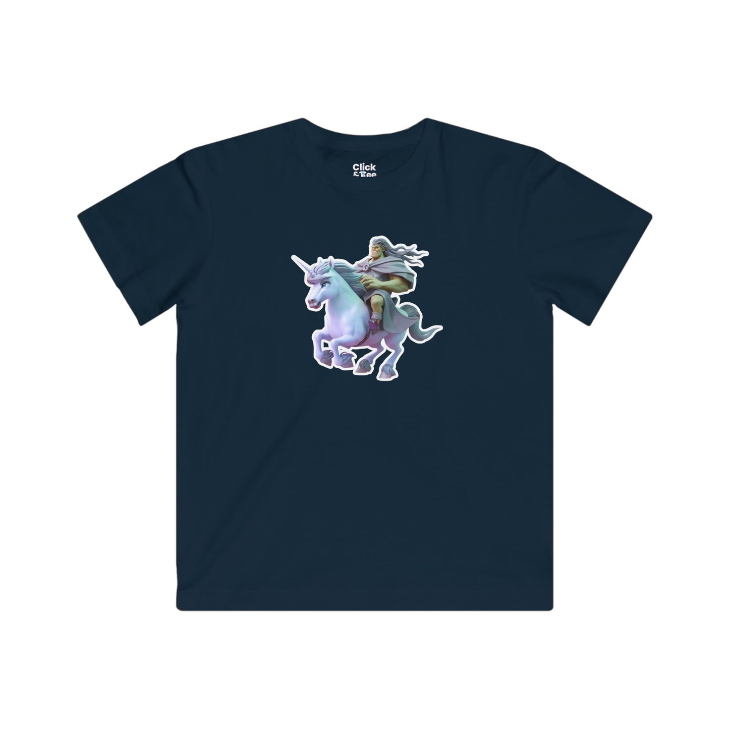 Kids 3D T-Shirt - Hulking Warlock Riding a Magical Unicorn - 3D Style T-Shirt
