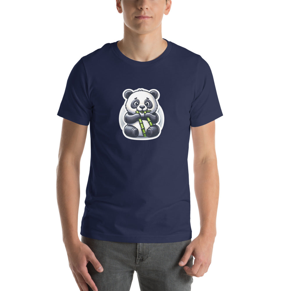 Realistic T-Shirt - Hungry Panda Eating Bamboo - Realistic Style T-Shirt