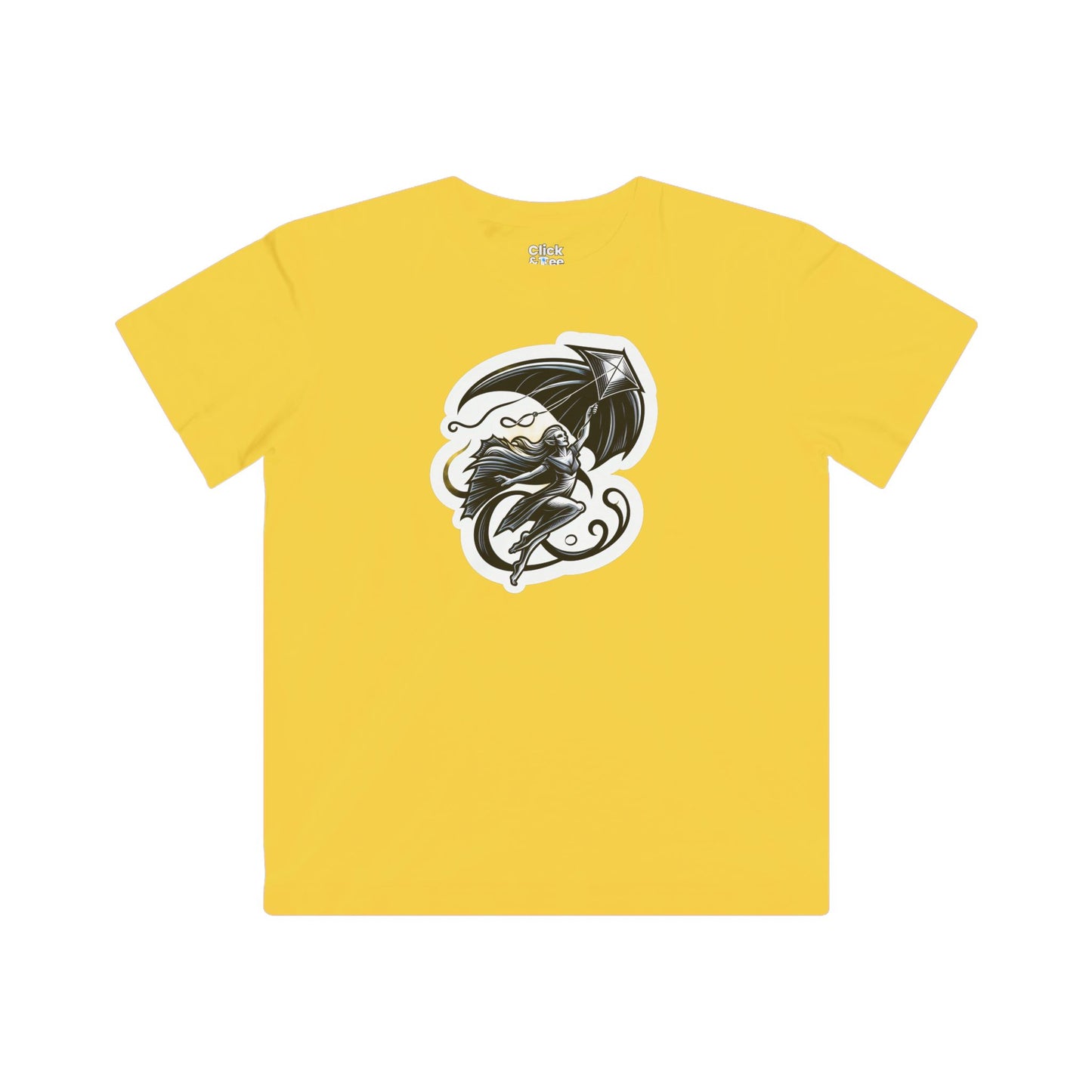 Kids Modern T-Shirt - Graceful Vampire Flying a Kite - Modern Style T-Shirt