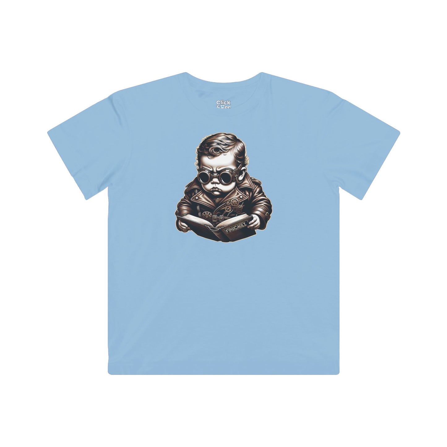 Kids Steampunk T-Shirt - Brooding Intense Toddler Reading Foucault - Steampunk Style T-Shirt