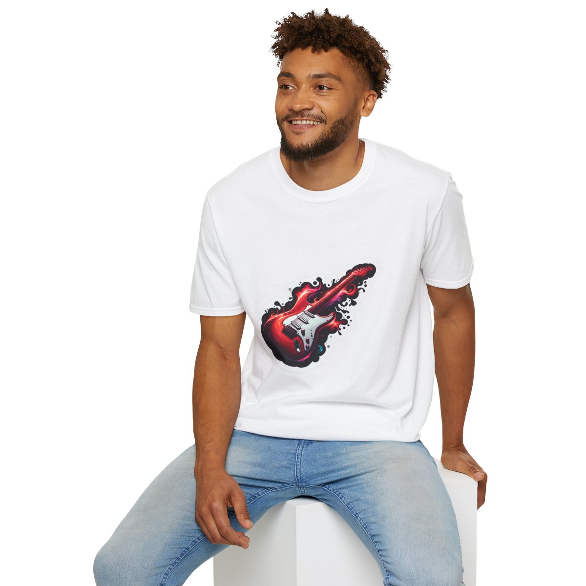 Color Splatter T-Shirt - Red Legendary Guitar Glowing - Color Splatter Style T-Shirt