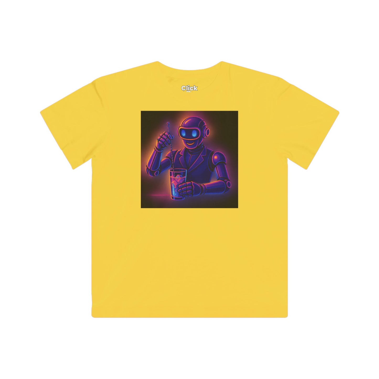Kids Synthwave T-Shirt - Charming Robot Bartender Mixing a Cocktail - Synthwave Style T-Shirt