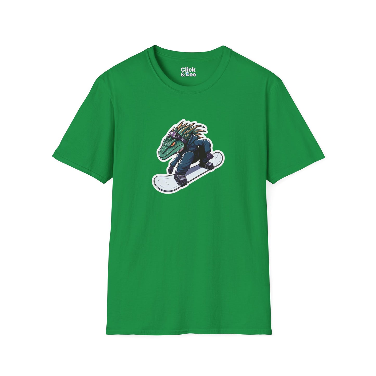 Unique T-Shirt - Heroic Lizard Snowboarder Flying through the air - Shonen Anime Style T-Shirt