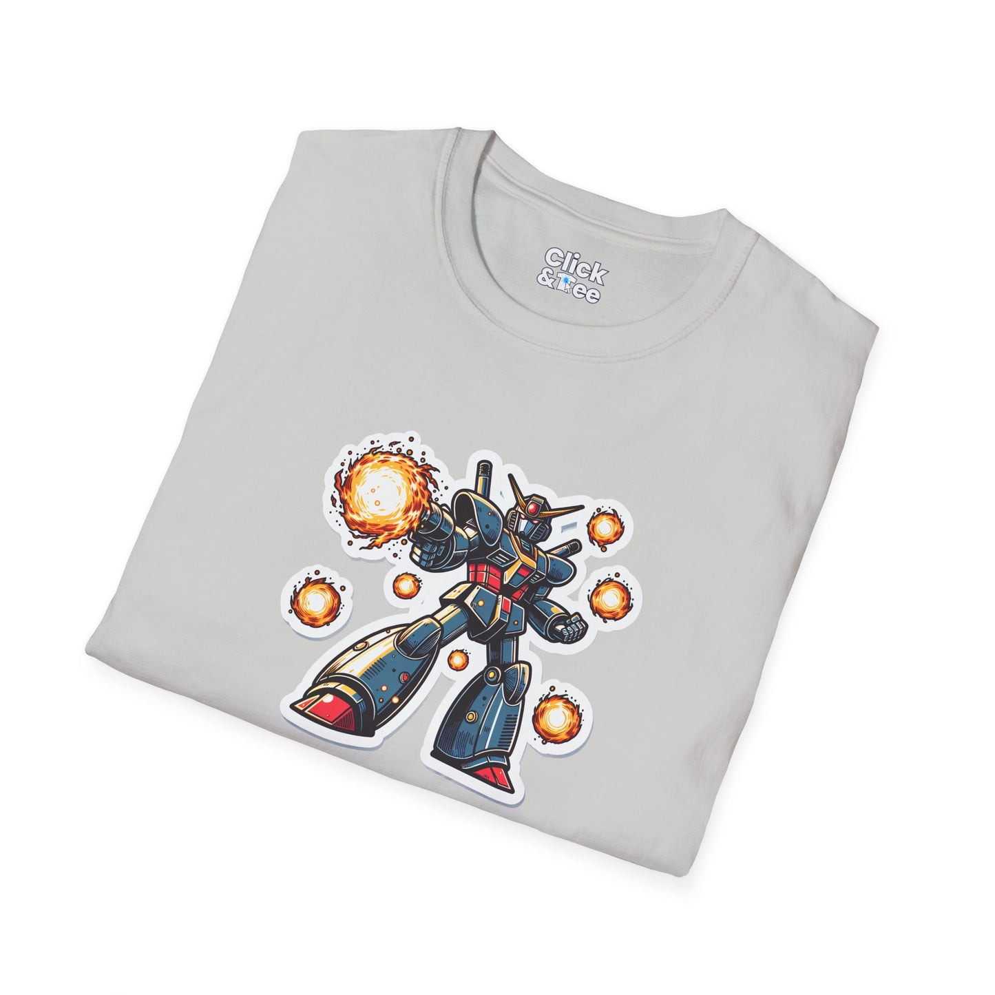 Shonen Anime T-Shirt - Magical Robot Shooting fireballs - Shonen Anime Style T-Shirt