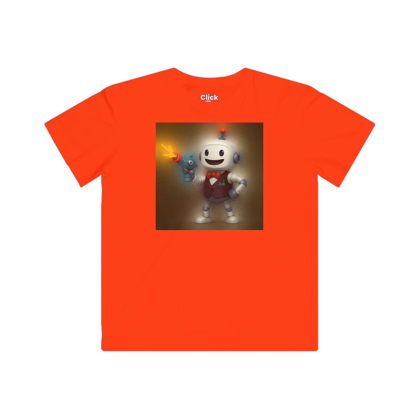 Kids 3D T-Shirt - Smiling Robot Bartender Shooting a Ray Gun - 3D Style T-Shirt