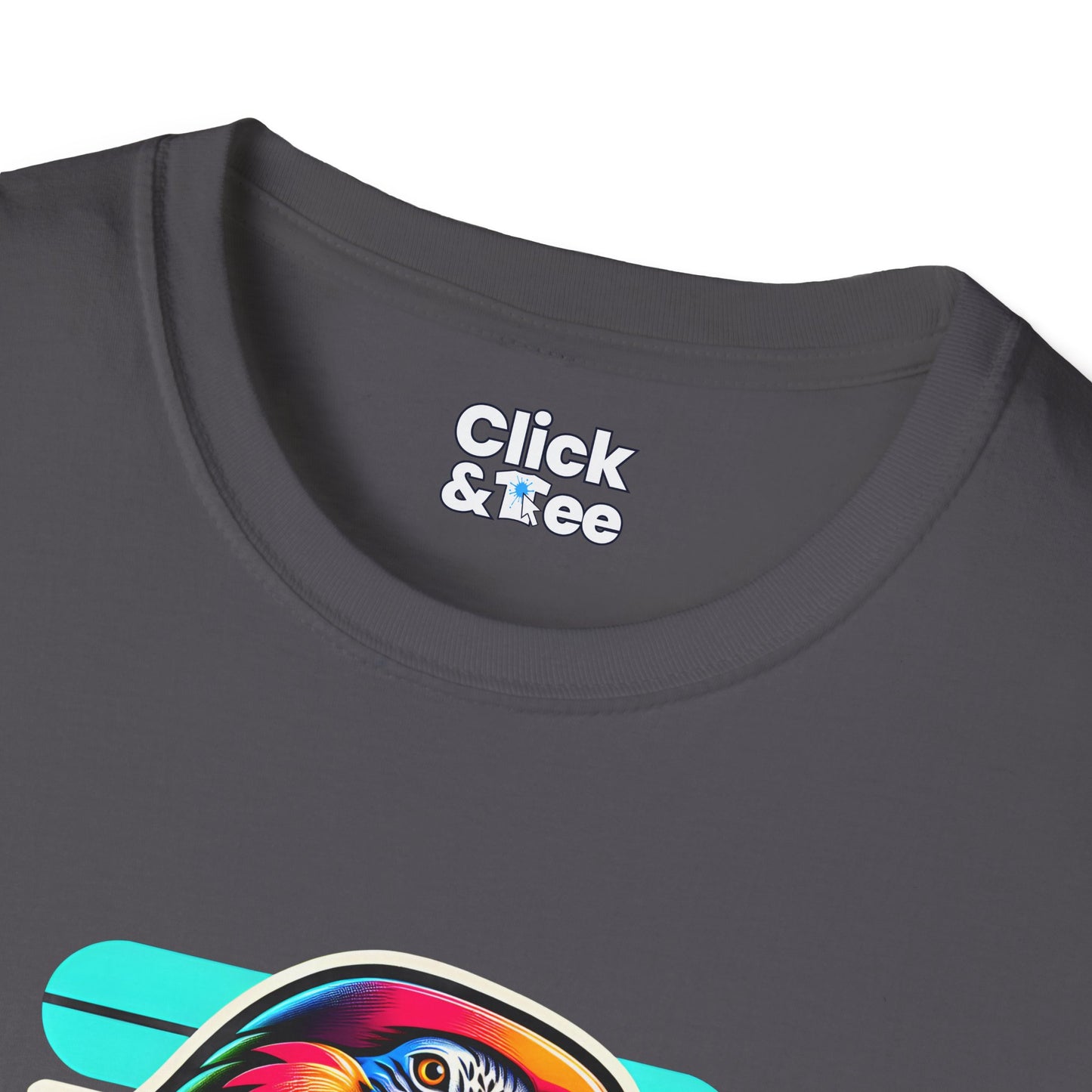 80s Neon T-Shirt - Tropical Parrot Eating rainbow ice cream - 80s Neon Style T-Shirt