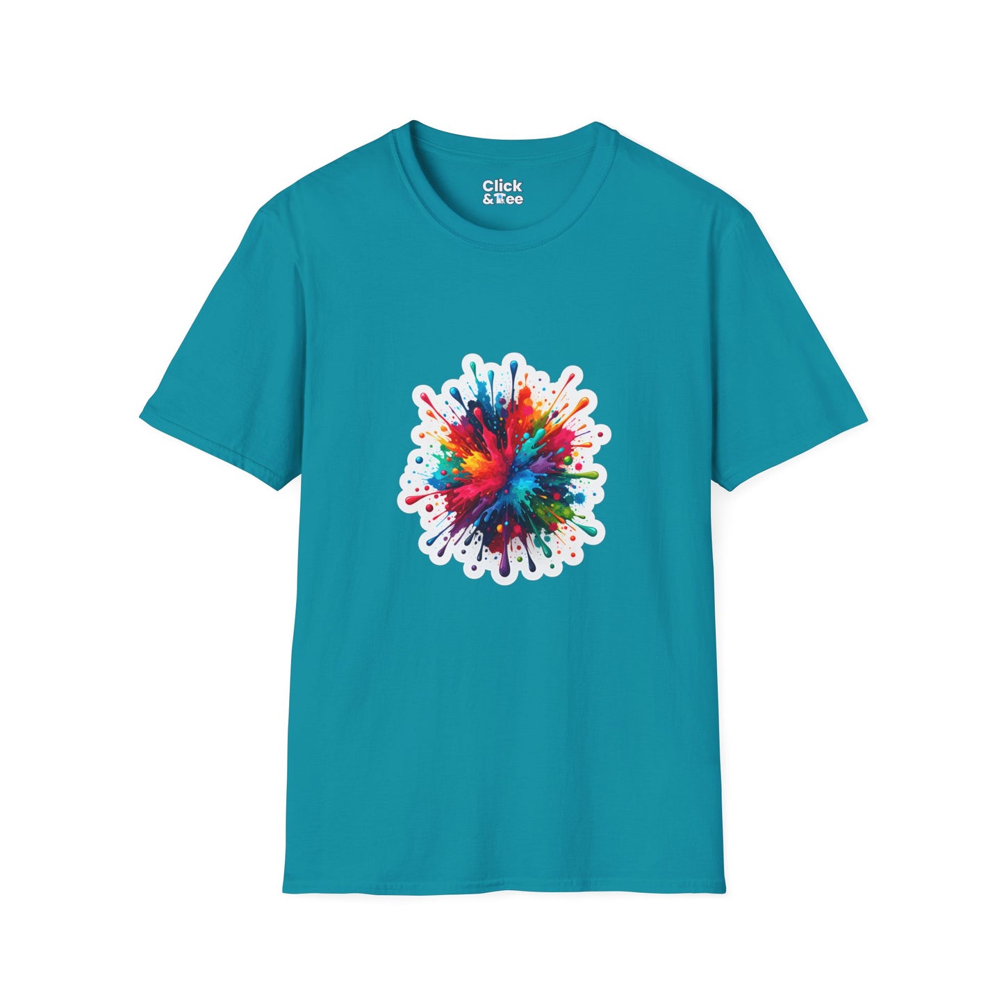 Color Splatter T-Shirt - Vibrant Splatter Paint Art Exploding in all directions - Color Splatter Style T-Shirt