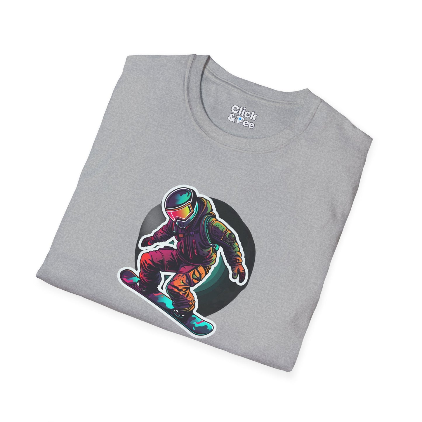Retro T-Shirt - Aggressive Robot Snowboarder Flying through the air - Retro Style T-Shirt