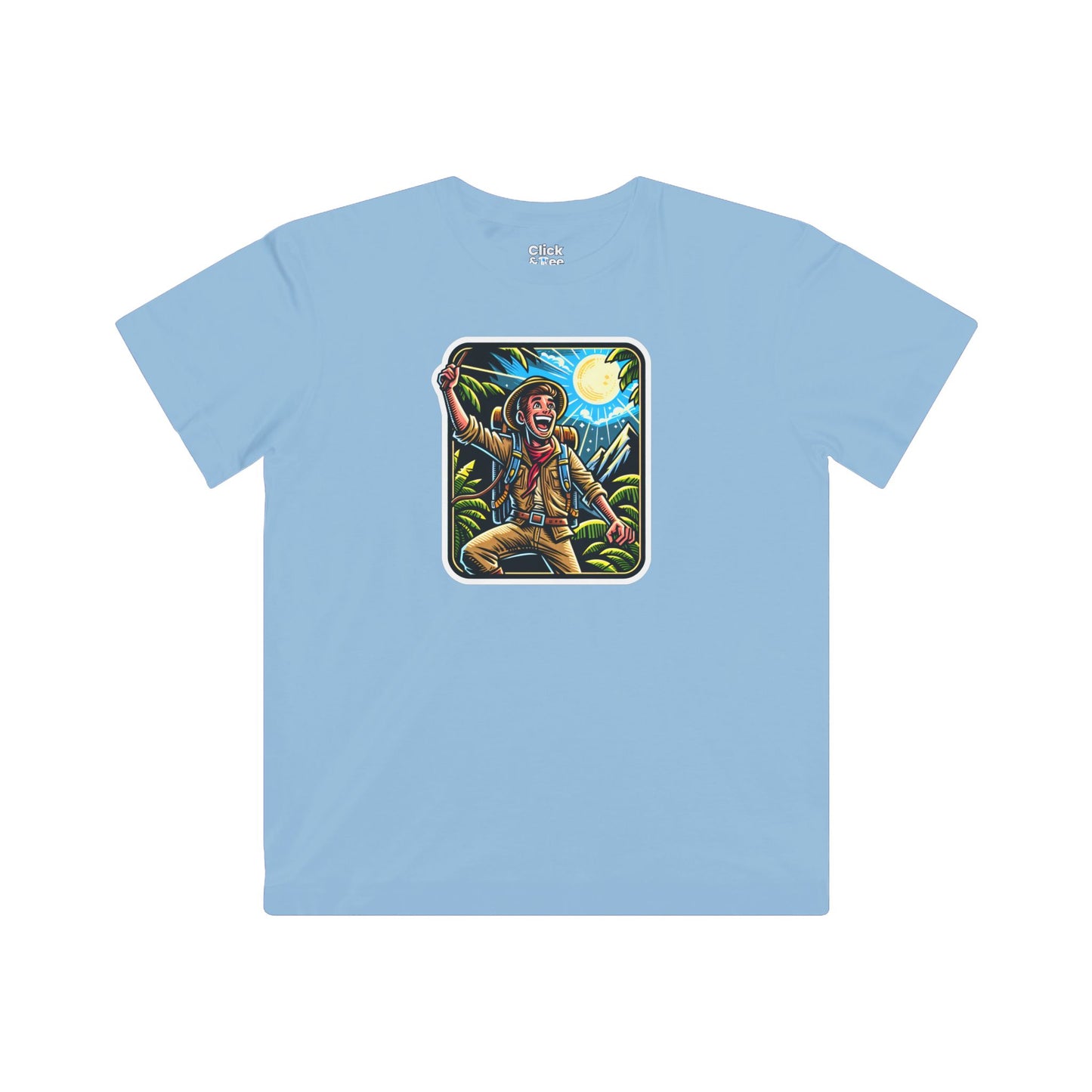 Kids Comic T-Shirt - Happy Adventurer Exploring the Unknown - Comic Style T-Shirt