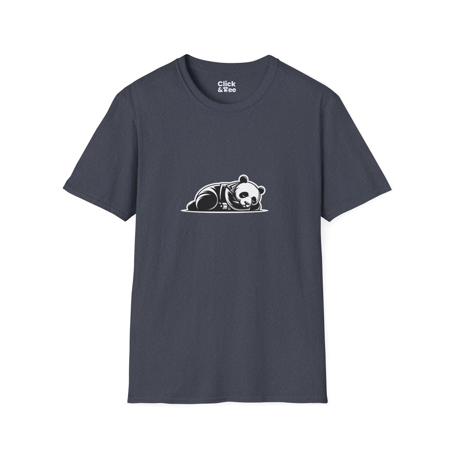 Unique T-Shirt - Sleepy Panda Eating rainbow ice cream - Vector Style T-Shirt