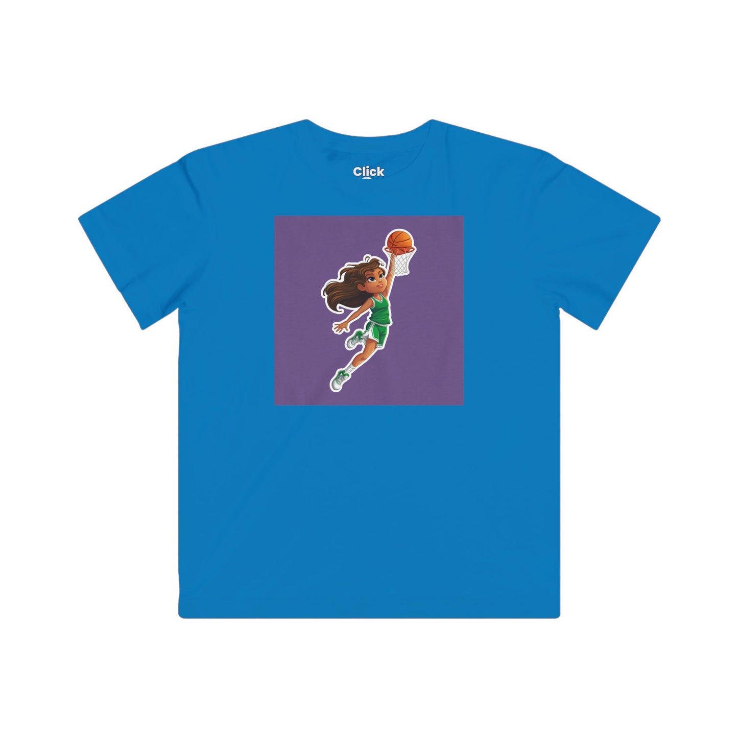 Kids Fantasy T-Shirt - Empowered Brown-haired young girl Playing basketball - Fantasy Style T-Shirt