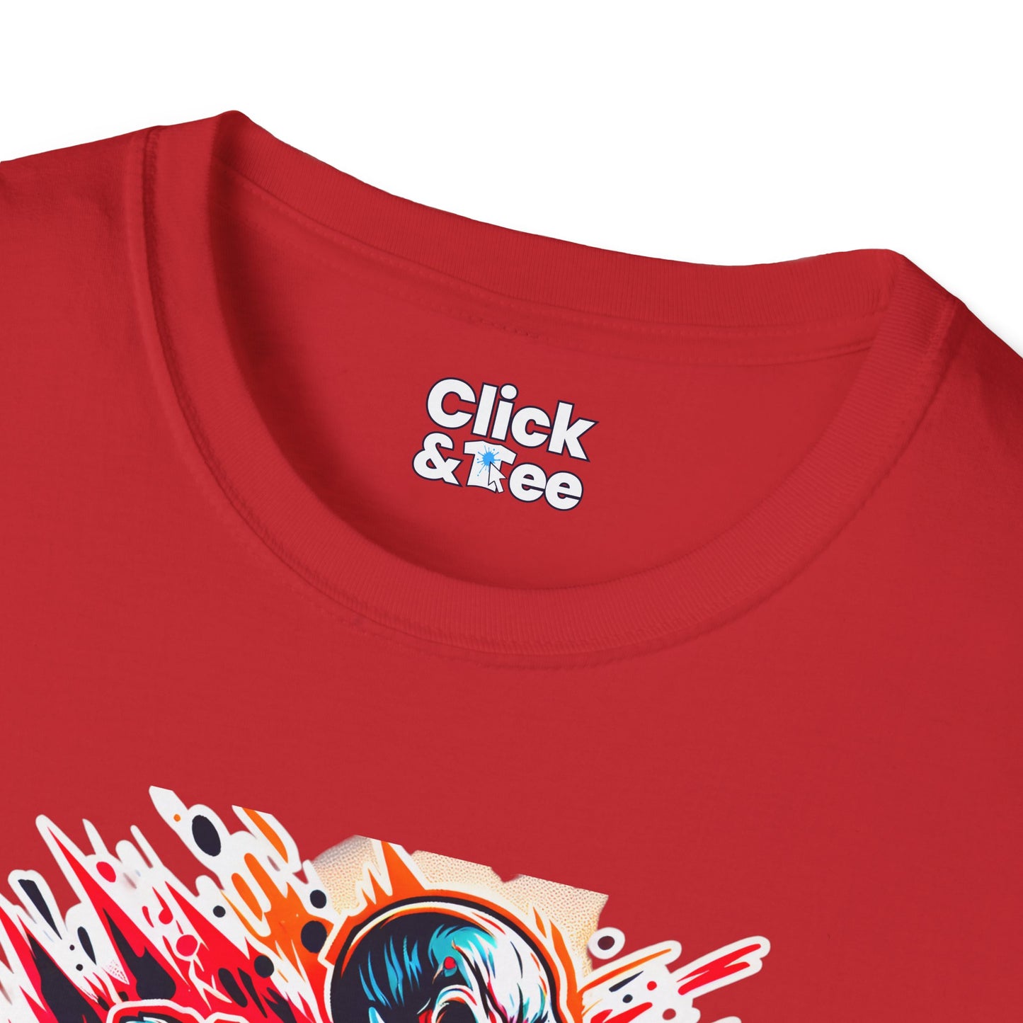 Color Splatter T-Shirt - Raging Skeleton Playing video games - Color Splatter Style T-Shirt