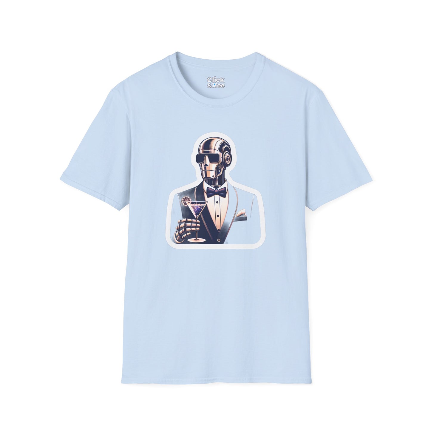 Retro T-Shirt - Classy Well Dressed Robot Bartender Serving a cocktail - Retro Style T-Shirt