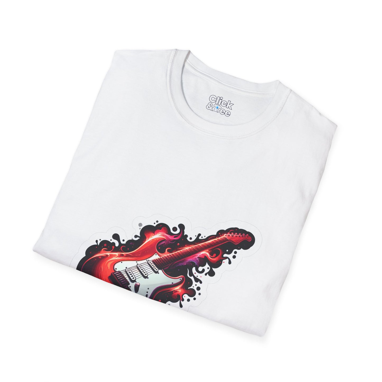 Color Splatter T-Shirt - Red Legendary Guitar Glowing - Color Splatter Style T-Shirt