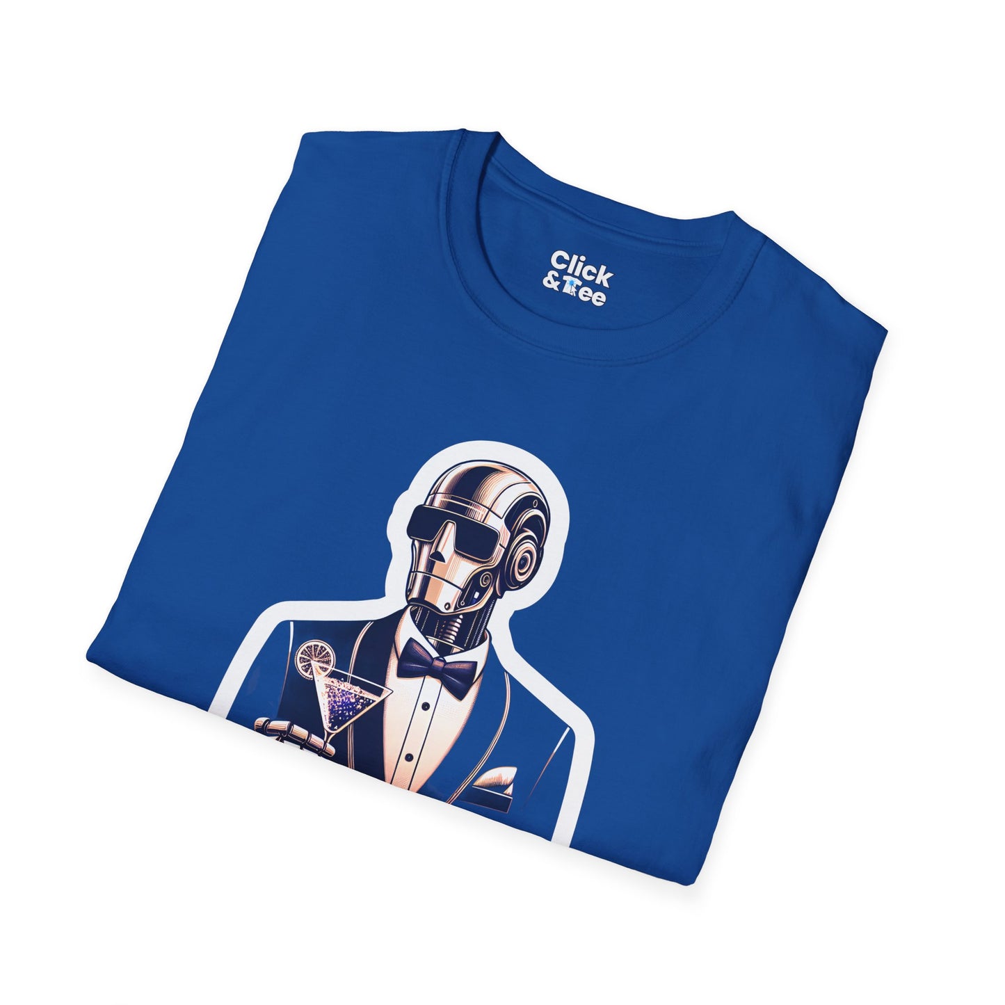 Retro T-Shirt - Classy Well Dressed Robot Bartender Serving a cocktail - Retro Style T-Shirt
