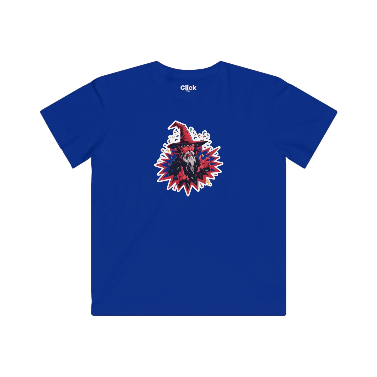 Kids Comic T-Shirt - Red Warlock Exploding with Confetti - Comic Style T-Shirt