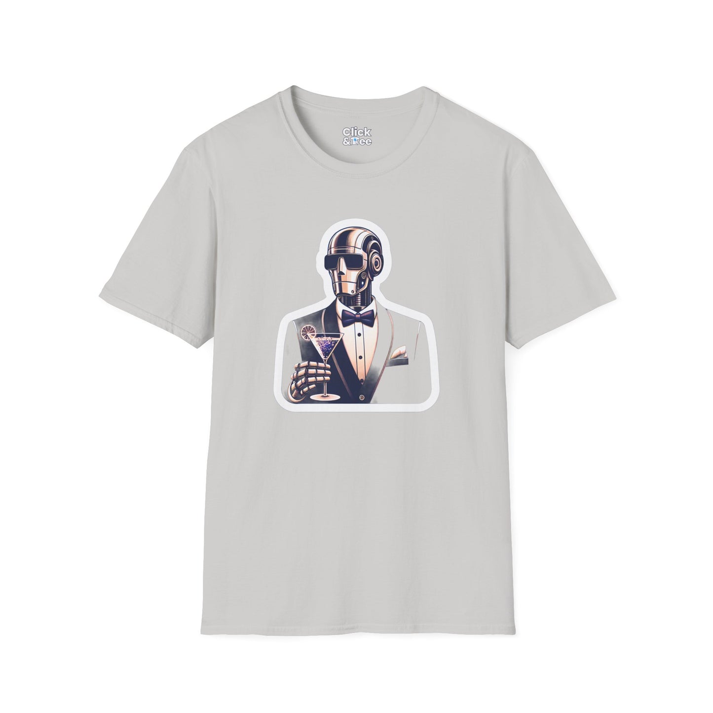 Retro T-Shirt - Classy Well Dressed Robot Bartender Serving a cocktail - Retro Style T-Shirt