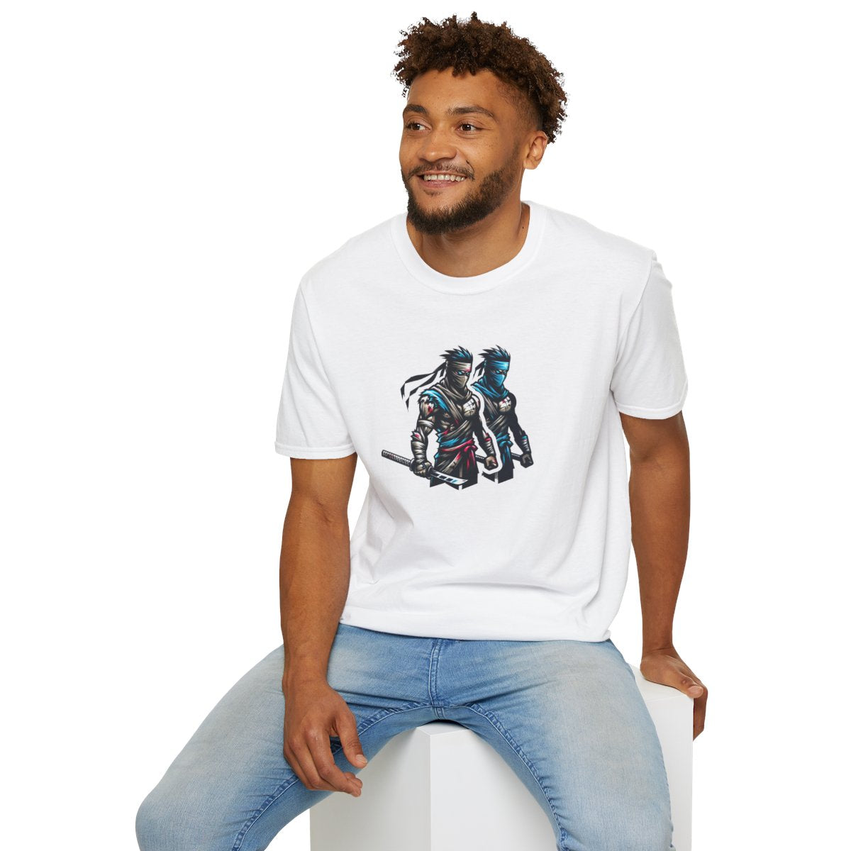 Realistic T-Shirt - Battle-scarred Warrior Ninja Ready for battle - Realistic Style T-Shirt