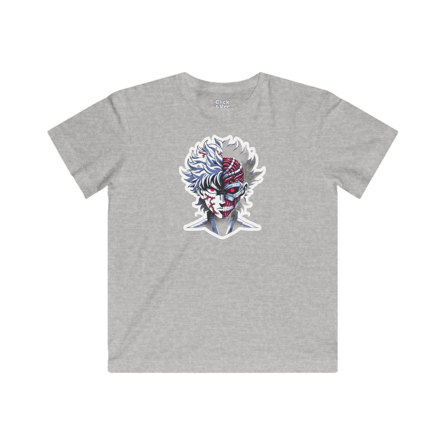 Kids Shonen Anime T-Shirt - Scarred Chimera Becoming a Cyborg - Shonen Anime Style T-Shirt