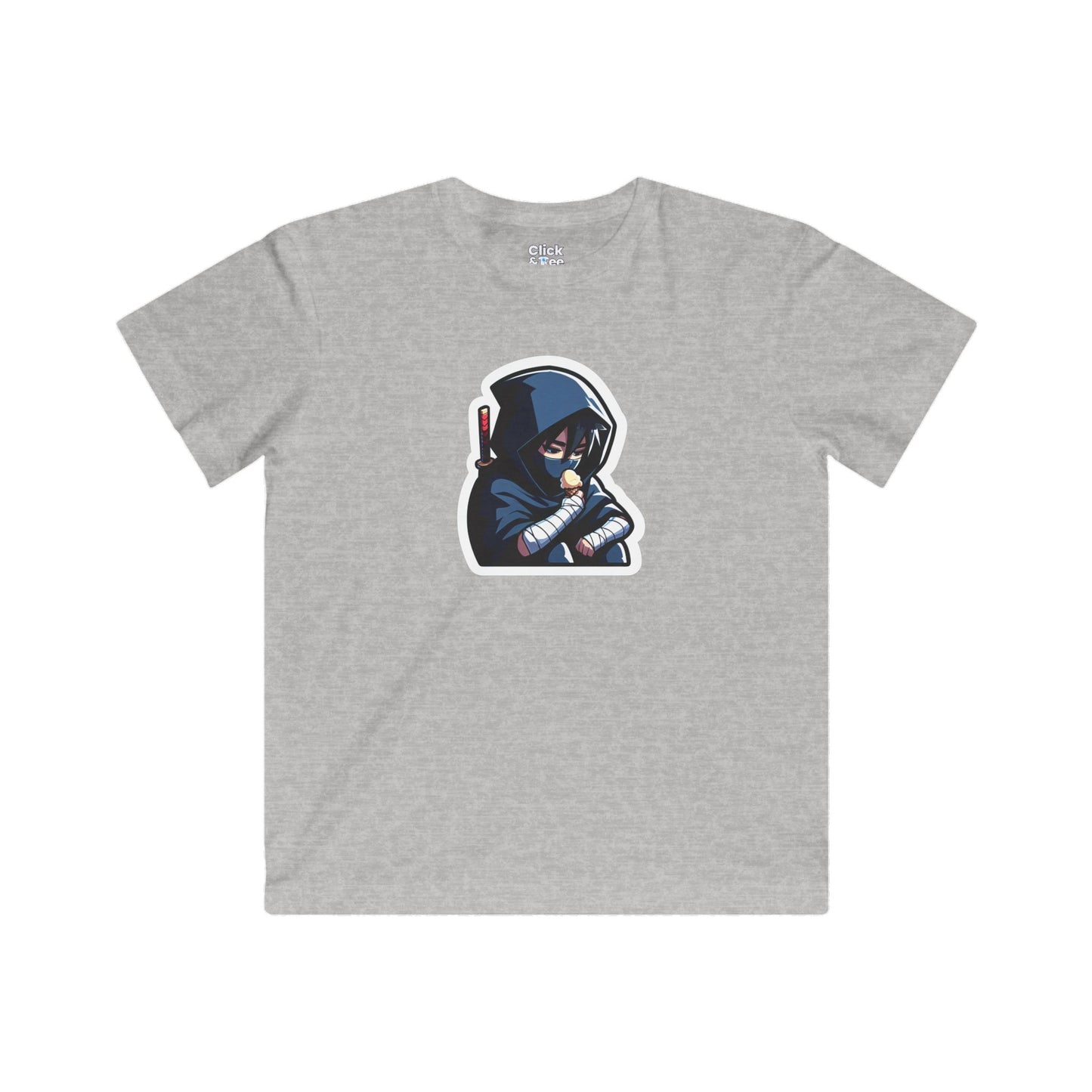 Kids Harem Anime T-Shirt - Lonely Ninja Warrior Eating Ice Cream - Harem Anime Style T-Shirt