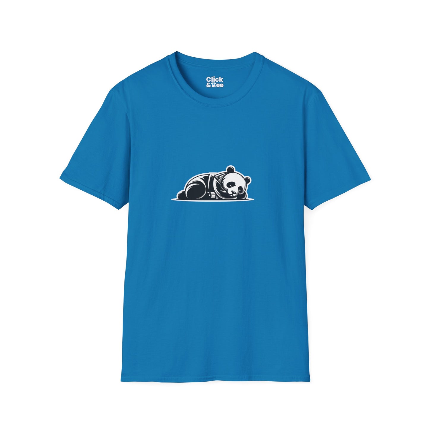 Unique T-Shirt - Sleepy Panda Eating rainbow ice cream - Vector Style T-Shirt