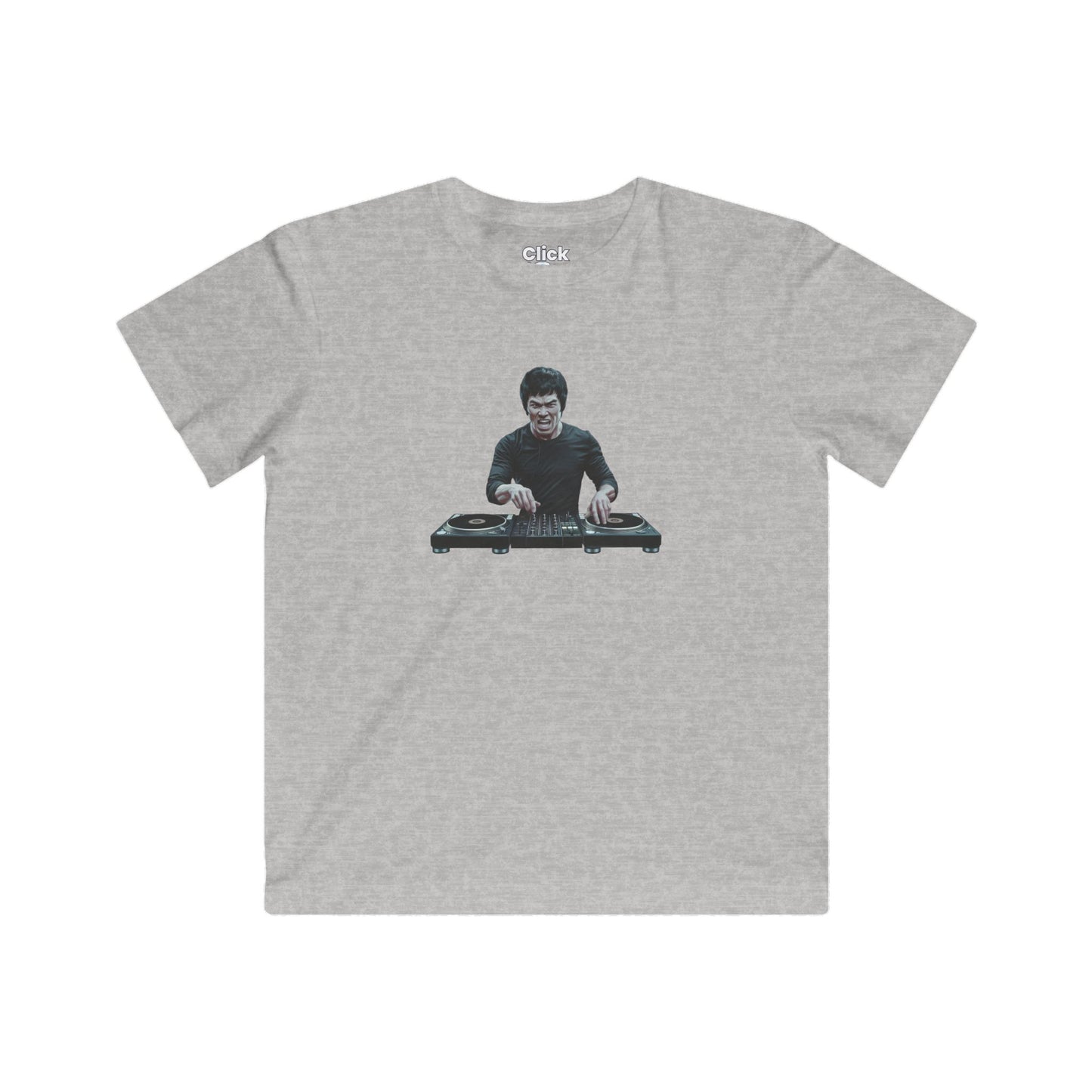 Kids Realistic T-Shirt - Angry Bruce Lee DJing - Realistic Style T-Shirt