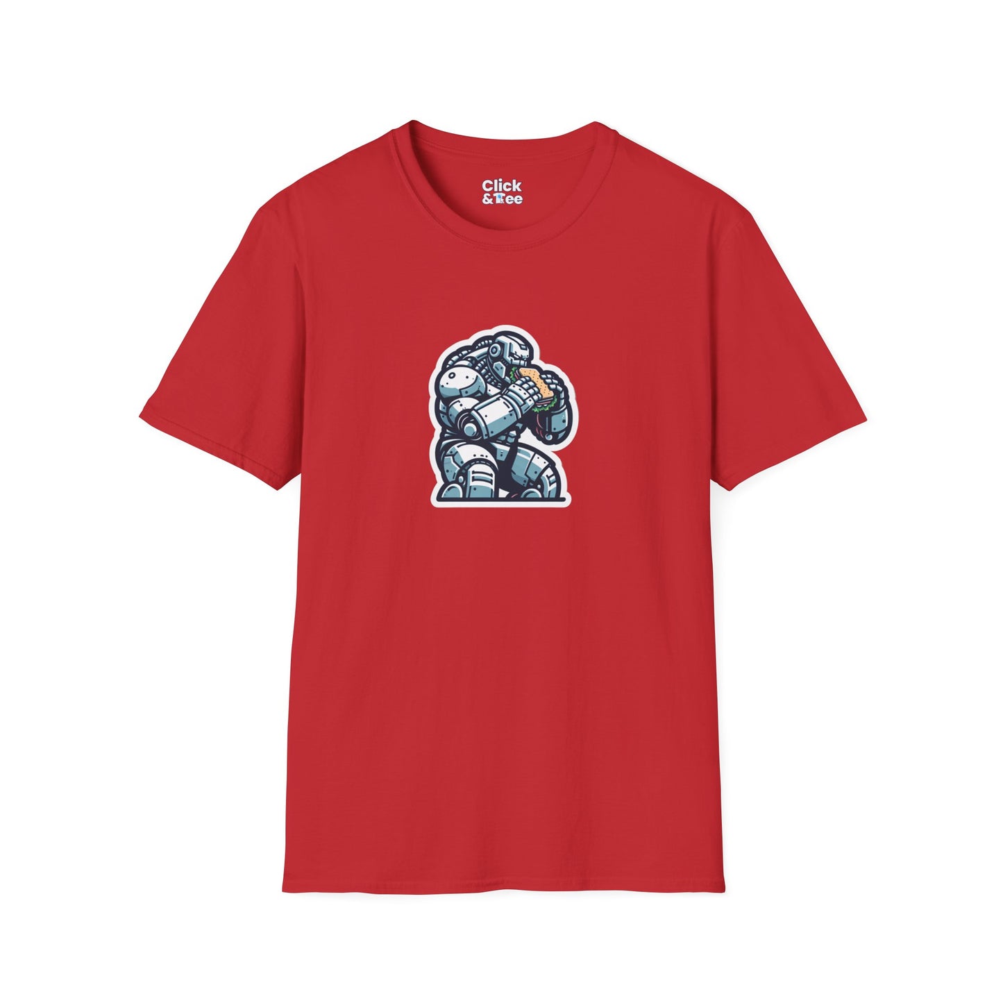 Digital Art T-Shirt - Hulking Robot Eating a sandwich - Digital Art Style T-Shirt