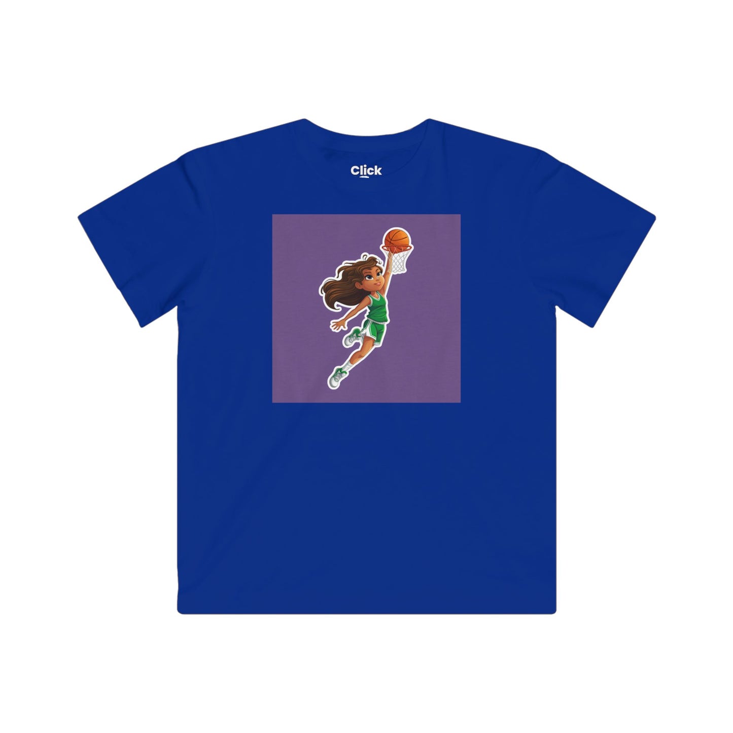 Kids Fantasy T-Shirt - Empowered Brown-haired young girl Playing basketball - Fantasy Style T-Shirt