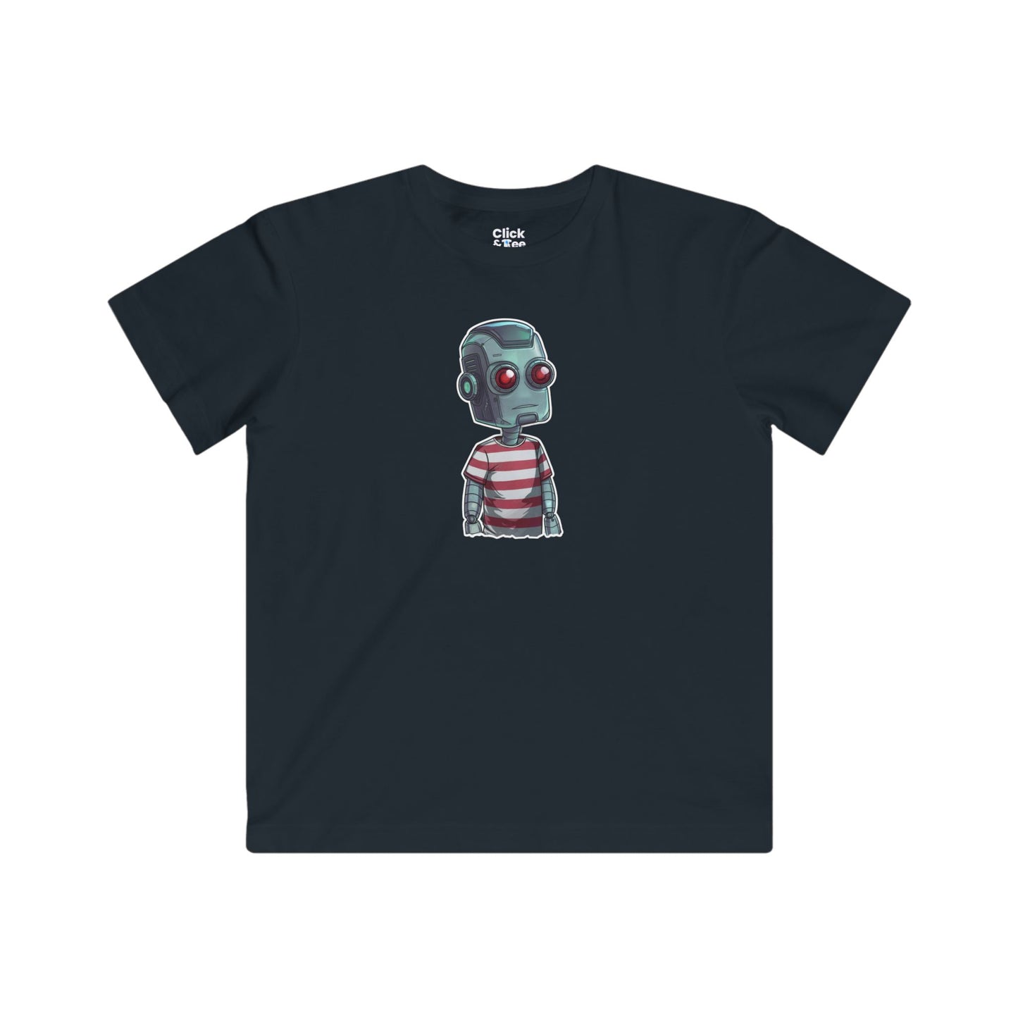Kids Futuristic T-Shirt - Cool Robot Rebel Wearing a Trendy T-Shirt - Futuristic Style T-Shirt