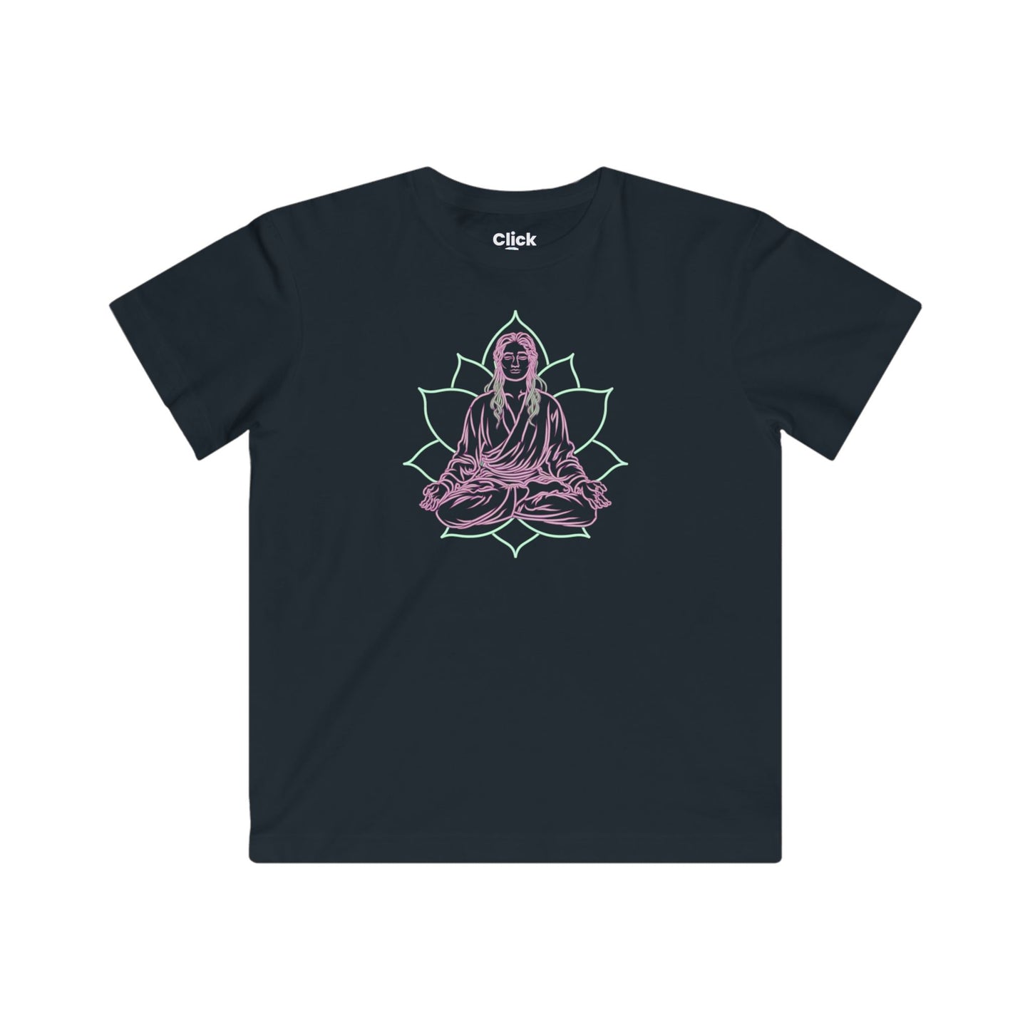 Kids 80s Neon T-Shirt - Enlightened Mystic Meditating - 80s Neon Style T-Shirt