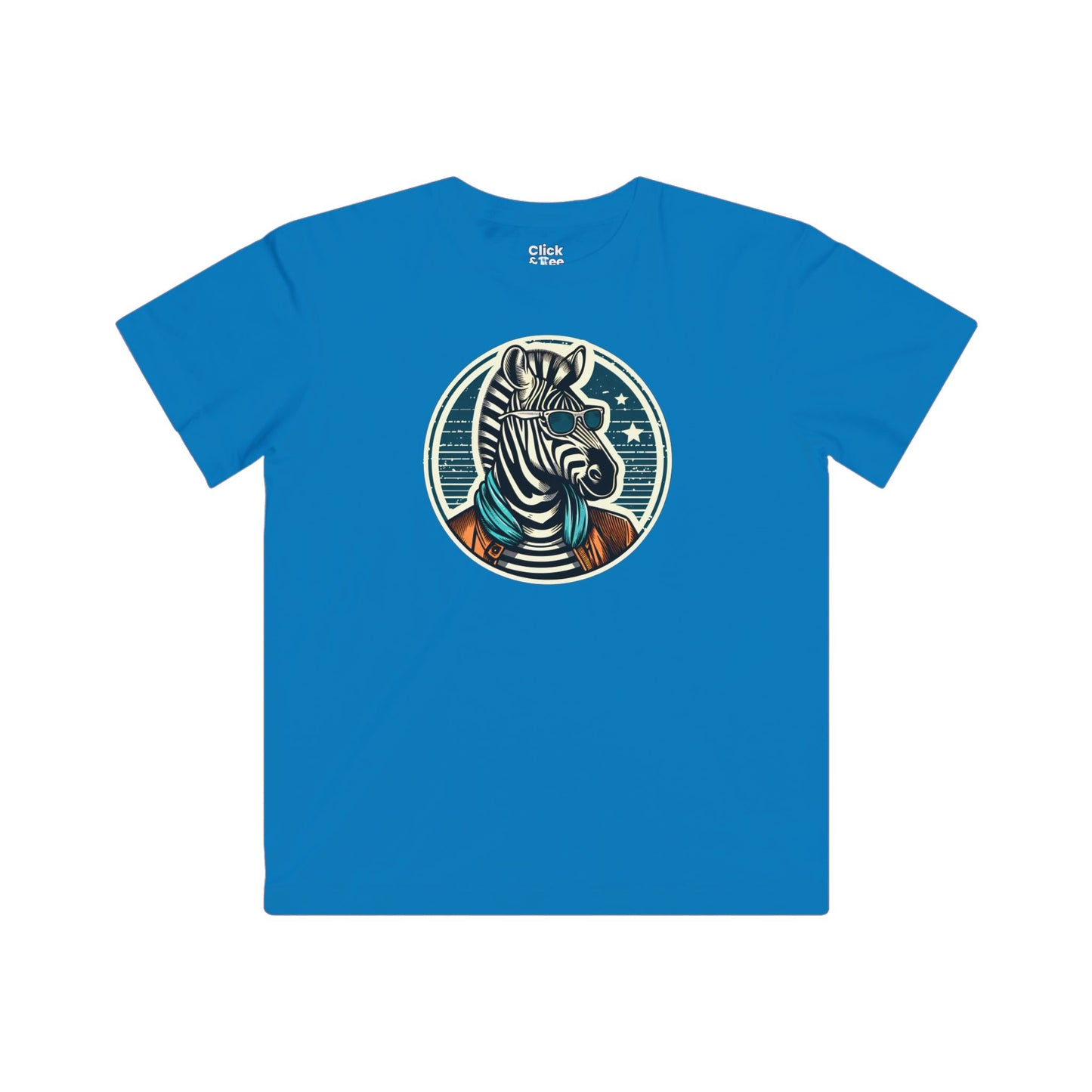 Kids Vintage T-Shirt - Fancy Zebra Wearing a Trendy T-Shirt - Vintage Style T-Shirt