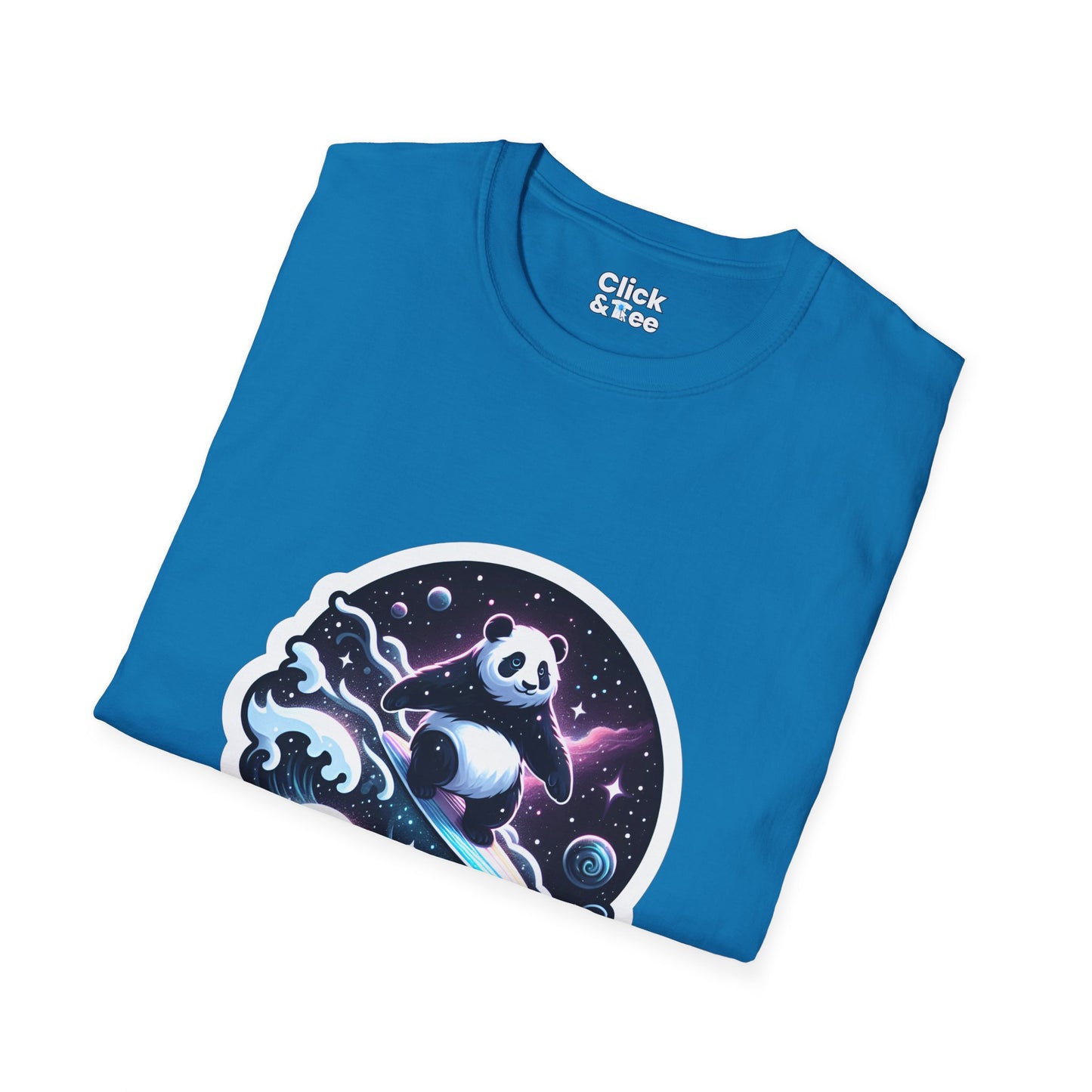 Digital Art T-Shirt - Magical Panda Surfing in space - Digital Art Style T-Shirt