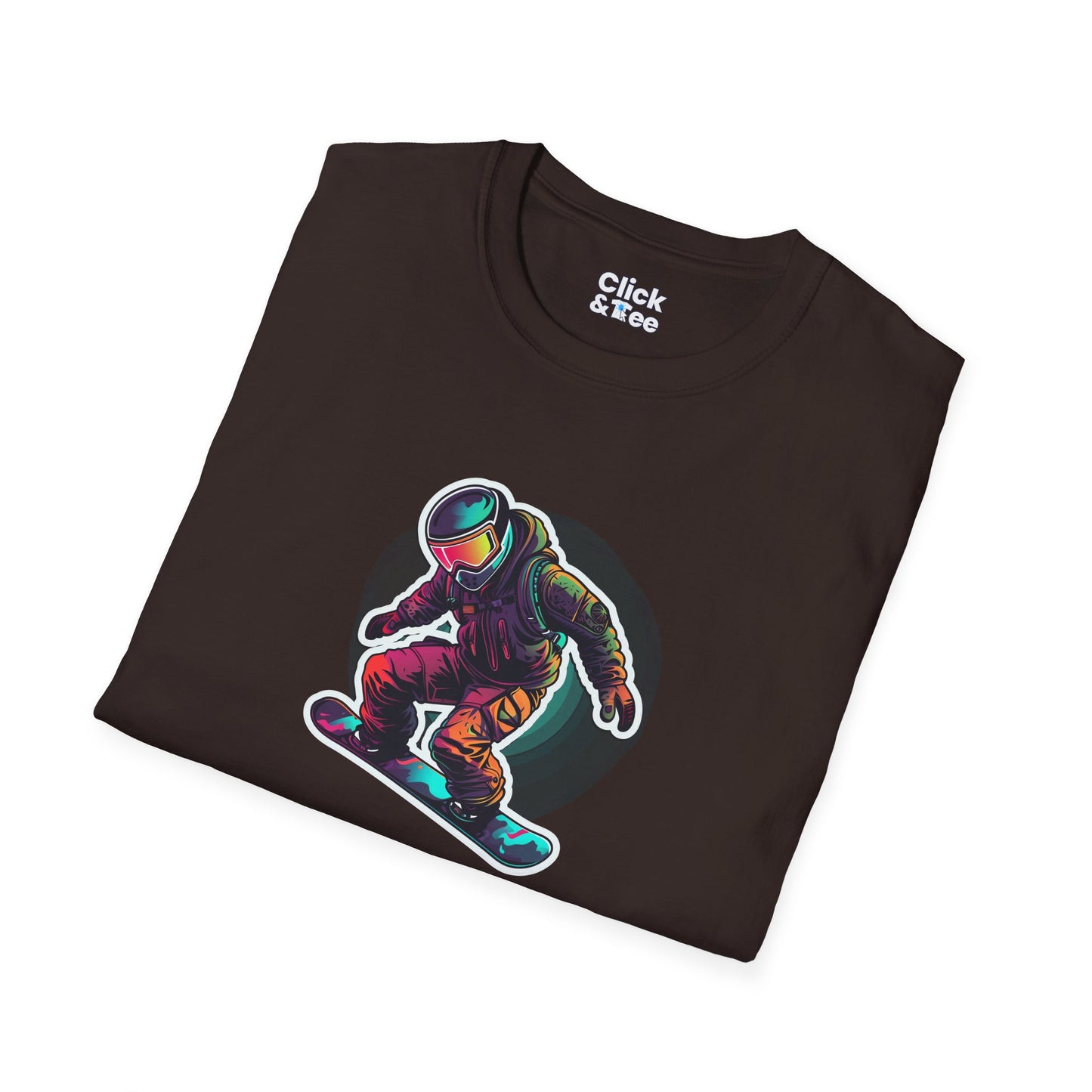 Retro T-Shirt - Aggressive Robot Snowboarder Flying through the air - Retro Style T-Shirt