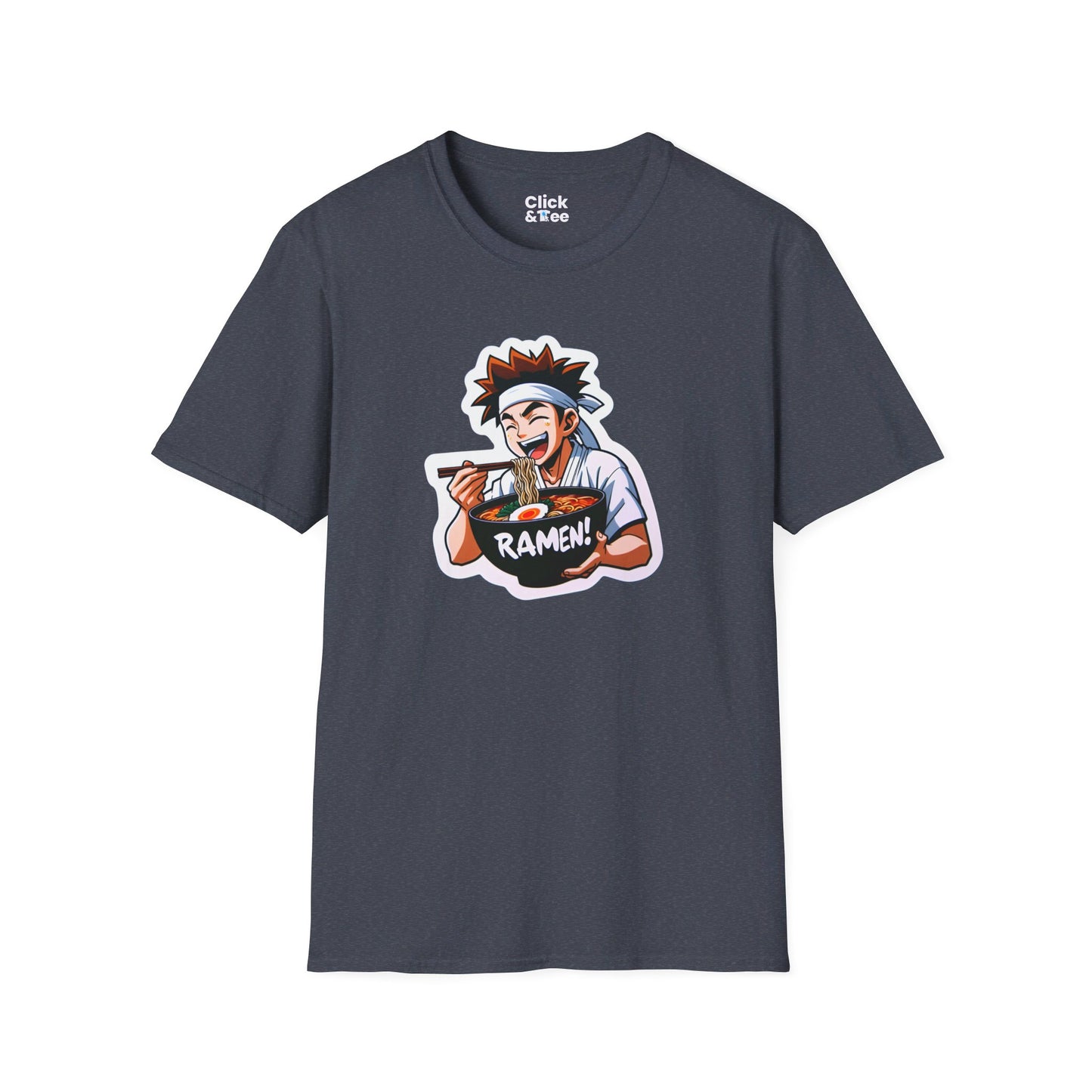 Harem Anime T-Shirt - Happy Kung-Fu Kid Eating a hot bowl of ramen - Harem Anime Style T-Shirt