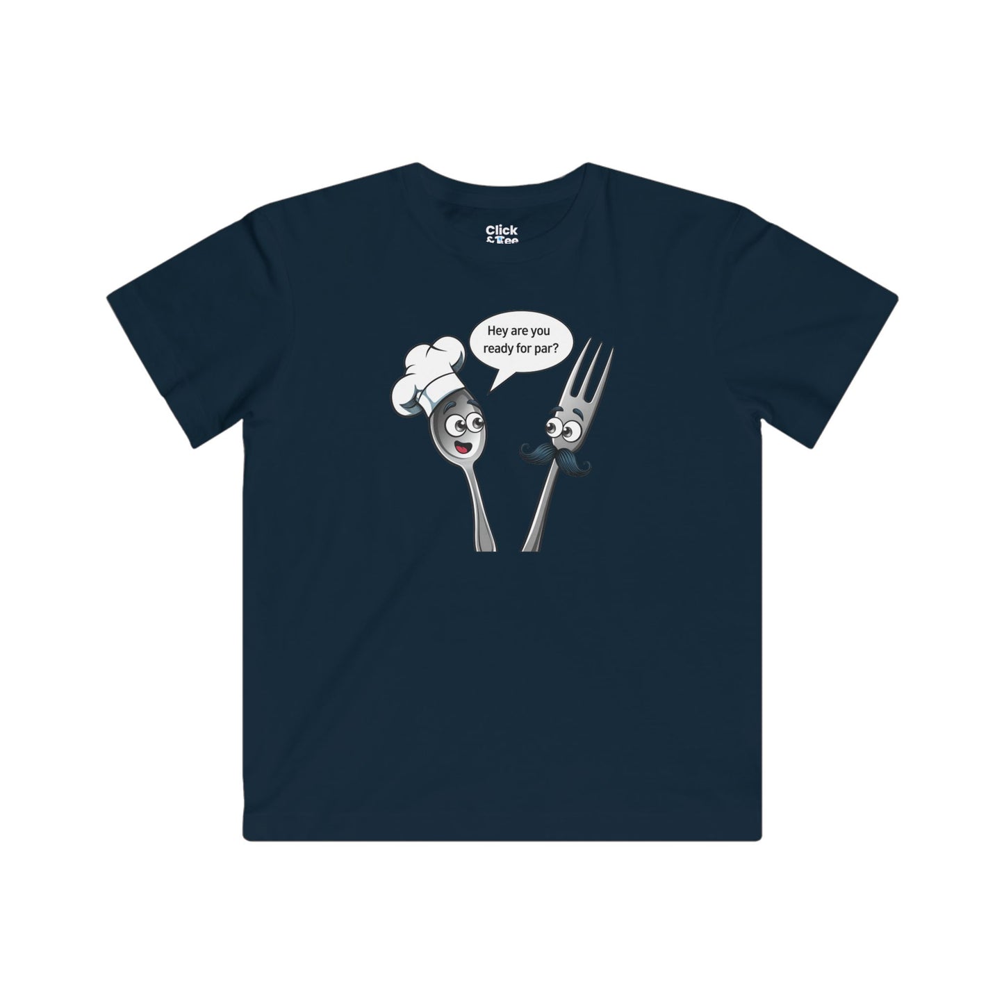 Kids Cartoon T-Shirt - Mental health Spoon and fork Them talking to each other - Cartoon Style T-Shirt