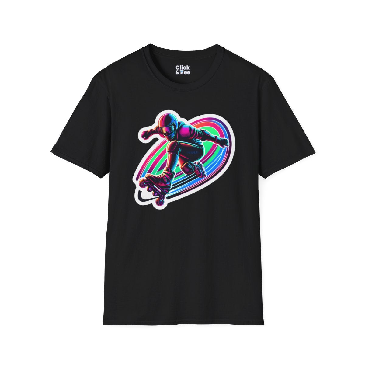 80s NeonRollerblader Unique T-Shirt Image 3