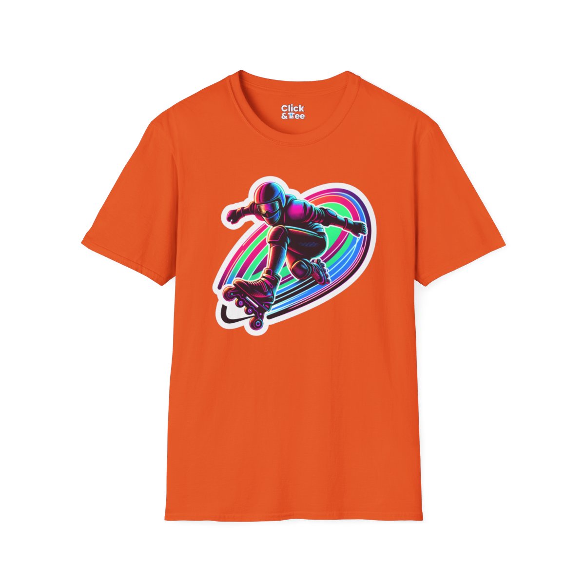 80s NeonRollerblader Unique T-Shirt Image 9