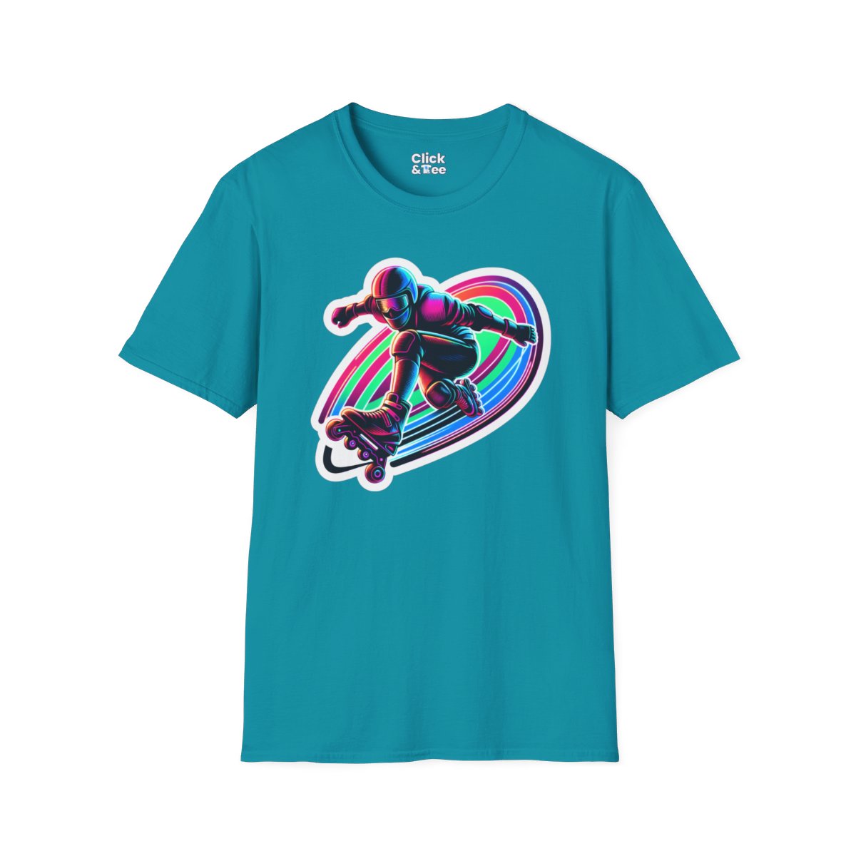 80s NeonRollerblader Unique T-Shirt Image 13