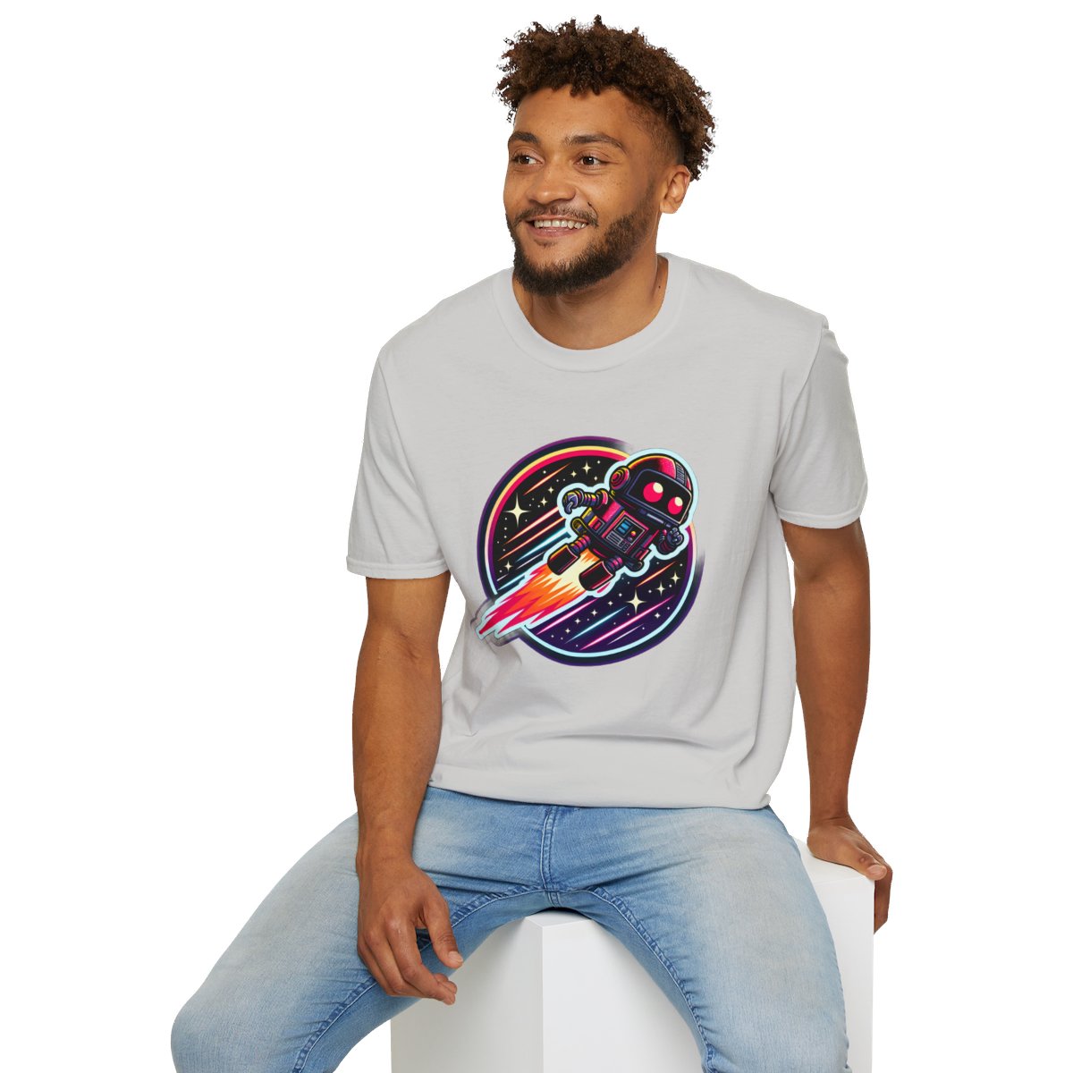 80s NeonRobot Rebel Unique T-Shirt Image 7