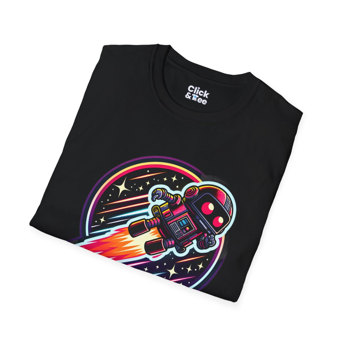 80s NeonRobot Rebel Unique T-Shirt Image 1