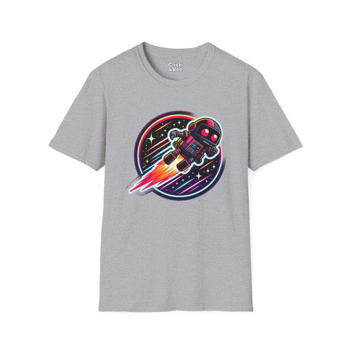 80s NeonRobot Rebel Unique T-Shirt Image 2