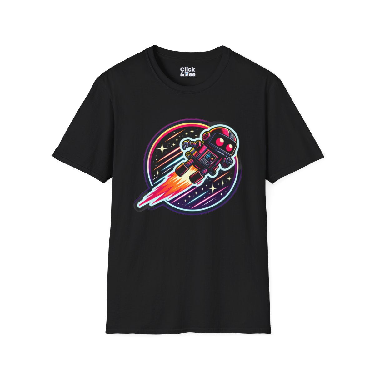 80s NeonRobot Rebel Unique T-Shirt Image 3