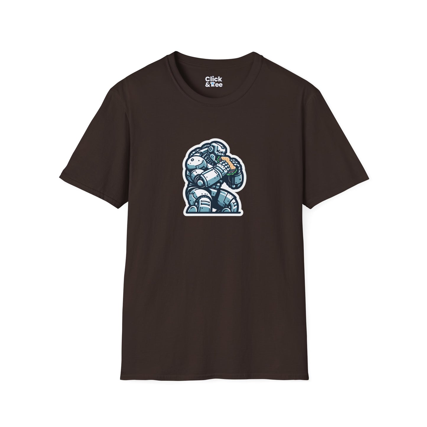 Digital Art T-Shirt - Hulking Robot Eating a sandwich - Digital Art Style T-Shirt