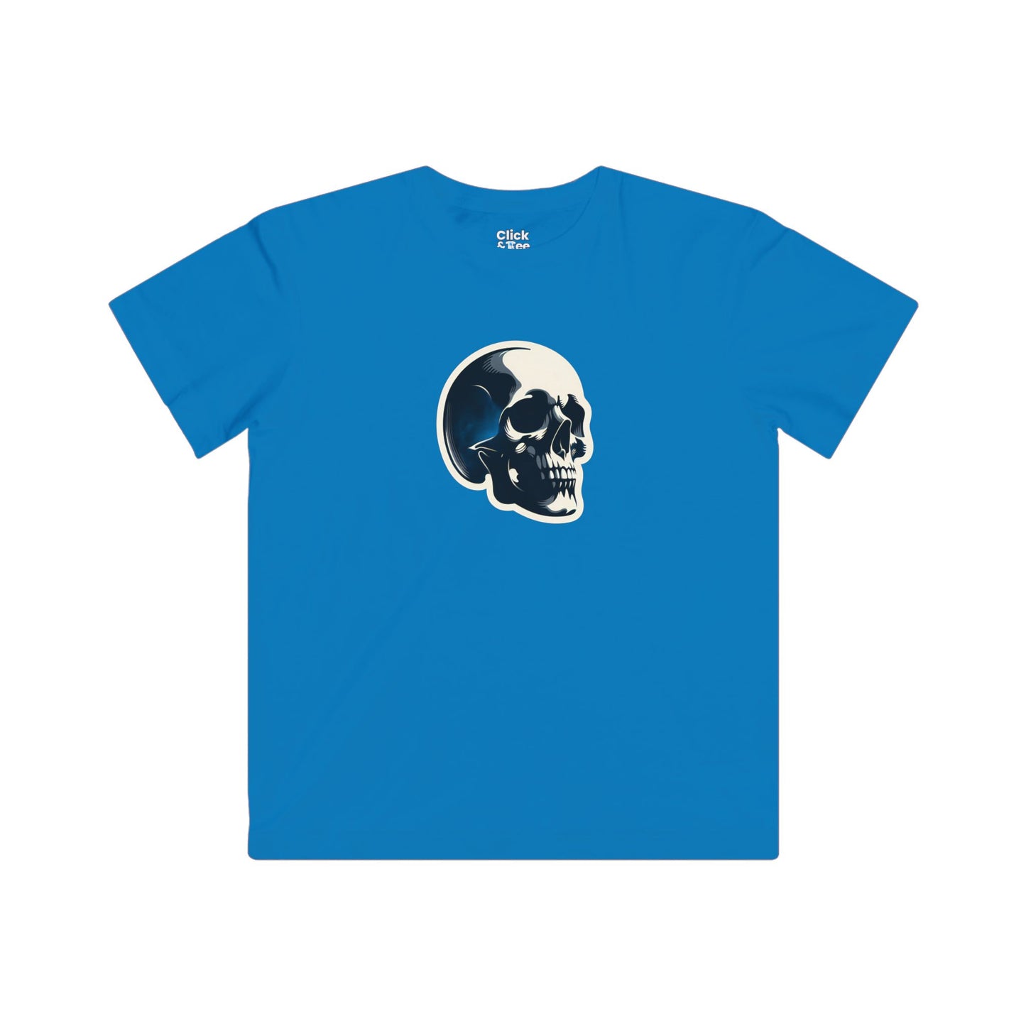 Kids Graphic Art T-Shirt - Mysterious Skull Skull with shadows, viewed from three quarters - Graphic Art Style T-Shirt