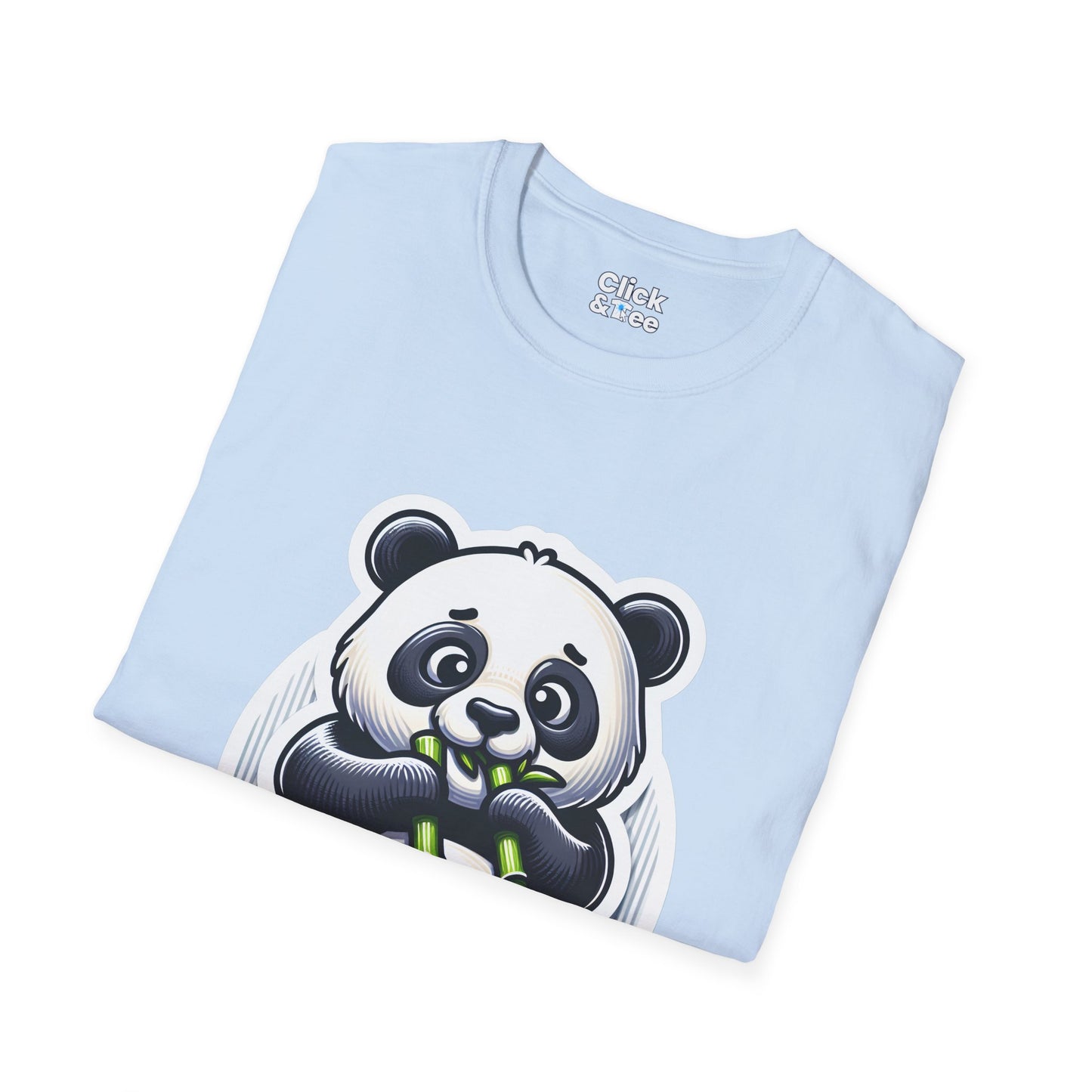 Realistic T-Shirt - Hungry Panda Eating Bamboo - Realistic Style T-Shirt