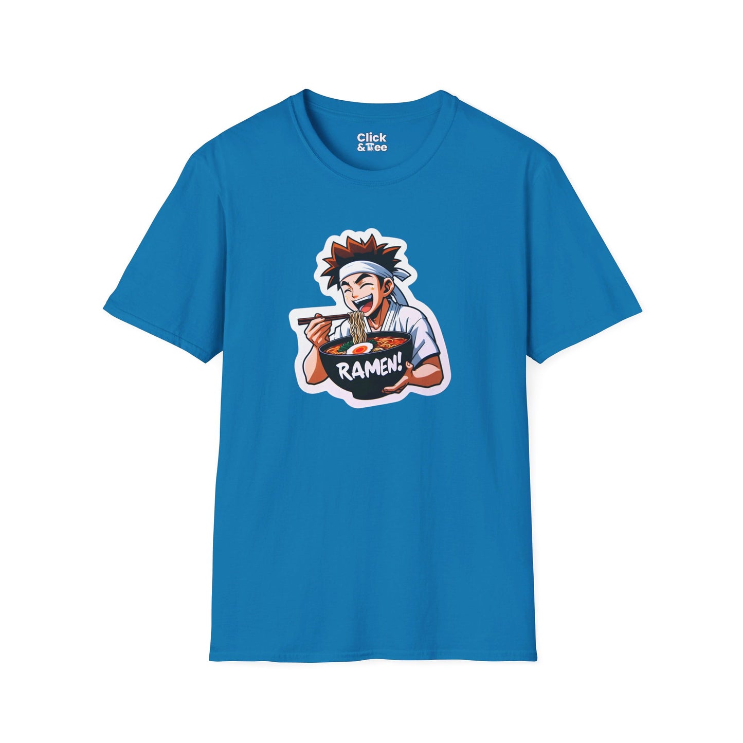 Harem Anime T-Shirt - Happy Kung-Fu Kid Eating a hot bowl of ramen - Harem Anime Style T-Shirt